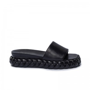 Bernardo Charleston Braided Slidesandaler Dame Svarte | HTG9050GU