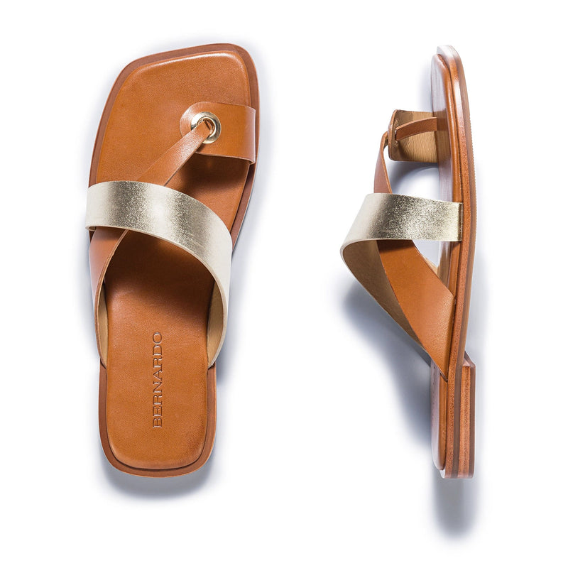 Bernardo Amelia Cross Strap Slidesandaler Dame Gull Brune | XMY6267TR