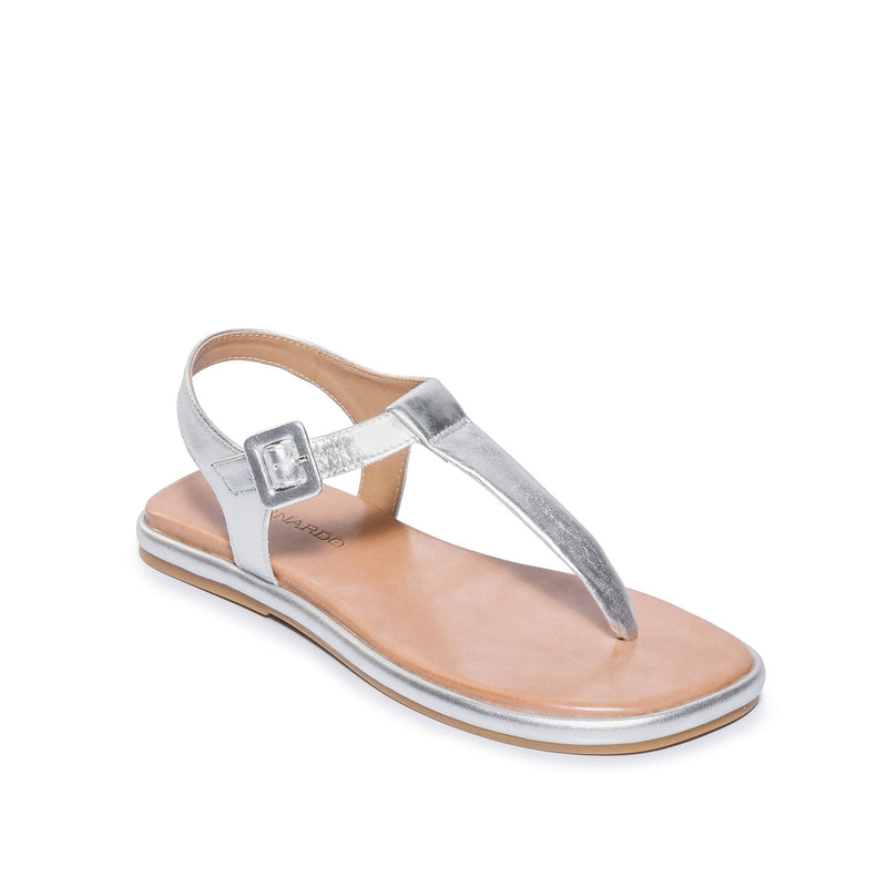 Bernardo Tucson T-Strap Flate Sandaler Dame Sølv | GIP5454ED