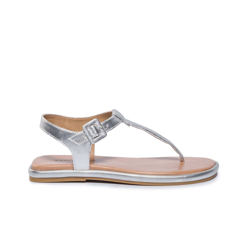 Bernardo Tucson T-Strap Flate Sandaler Dame Sølv | GIP5454ED